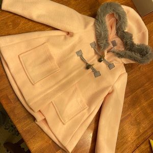 Faux fur pea coat